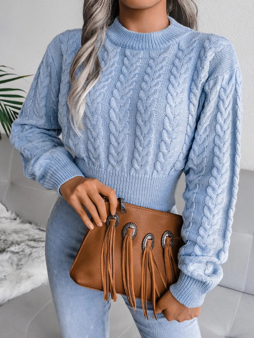 Fried Dough Twists waist closing knitting navel revealing sweater - Korvel