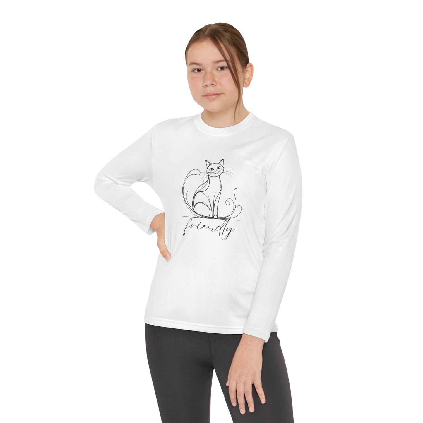 Camiseta de Manga Larga Juvenil Gato Amistoso