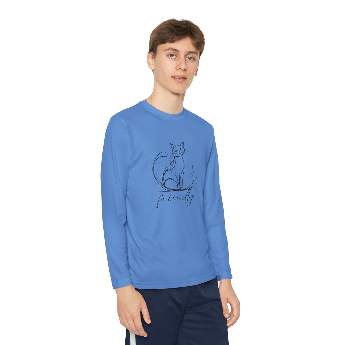 Camiseta de Manga Larga Juvenil Gato Amistoso