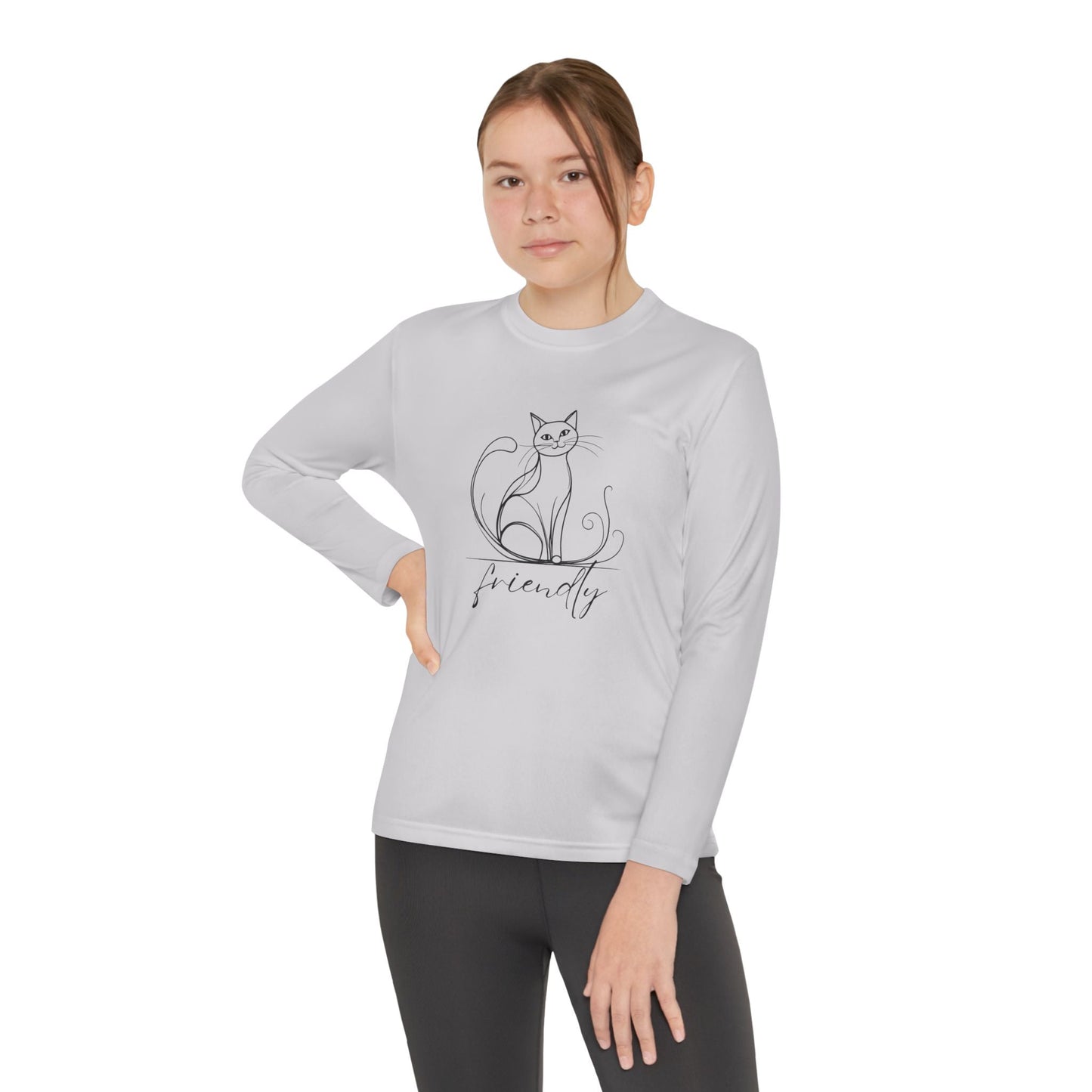 Camiseta de Manga Larga Juvenil Gato Amistoso