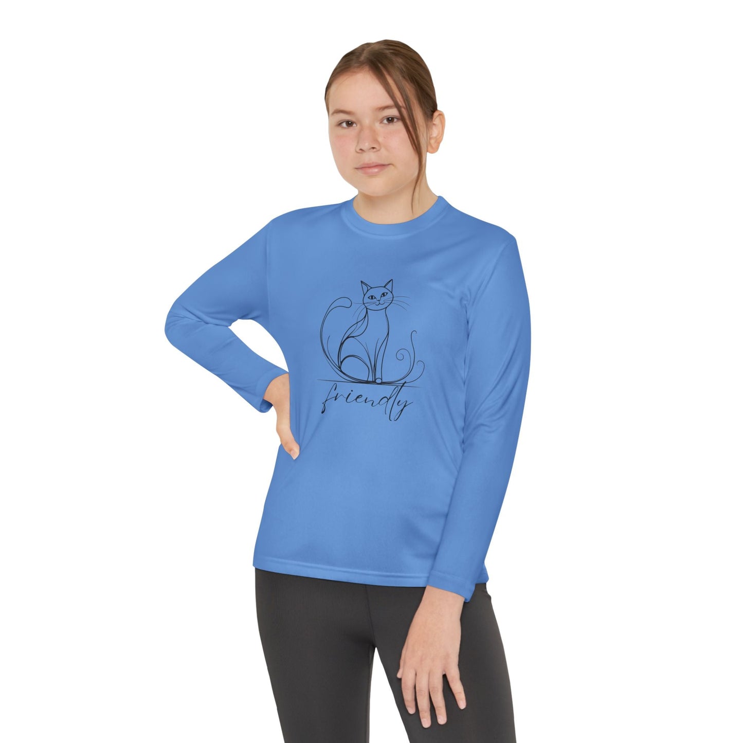 Camiseta de Manga Larga Juvenil Gato Amistoso