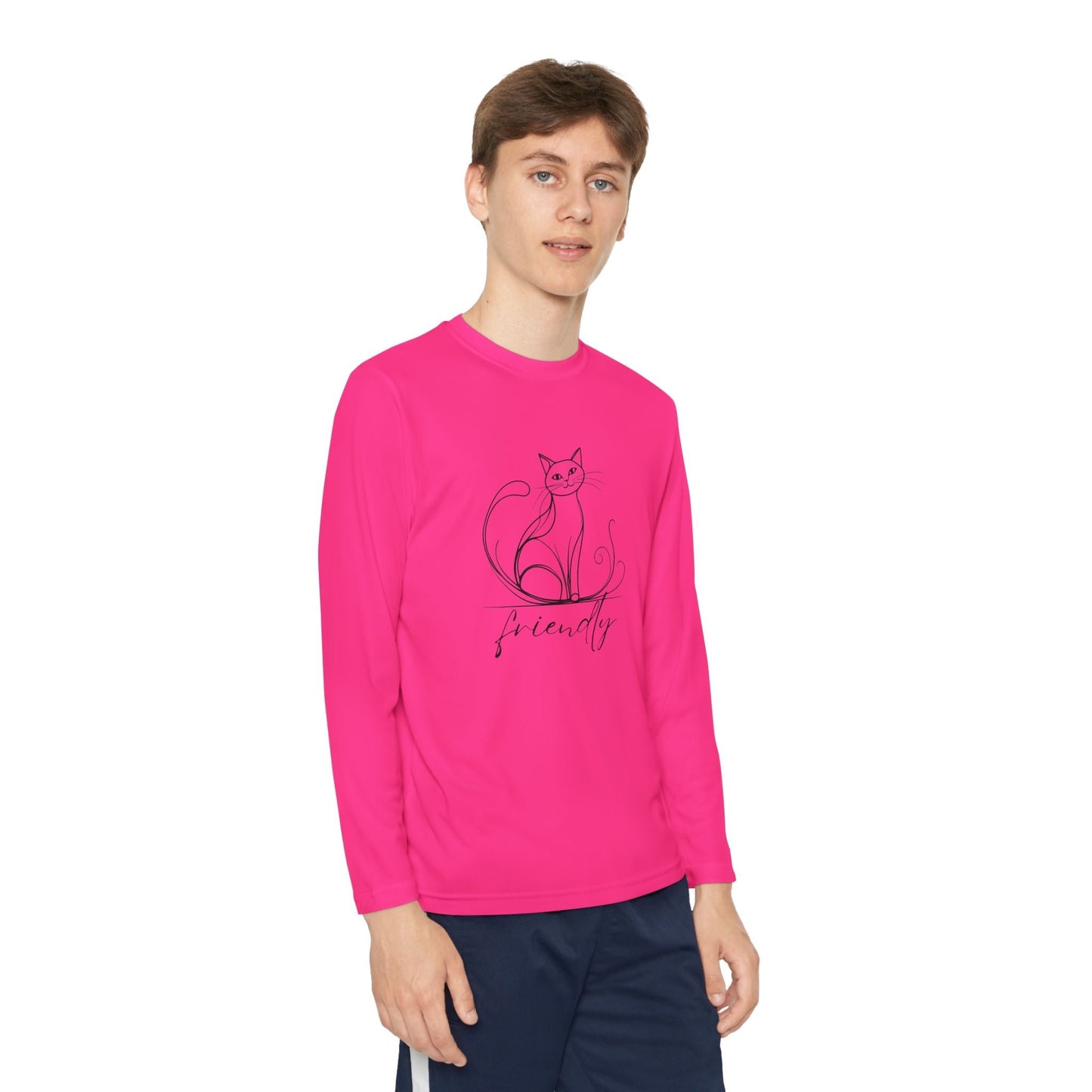 Camiseta de Manga Larga Juvenil Gato Amistoso
