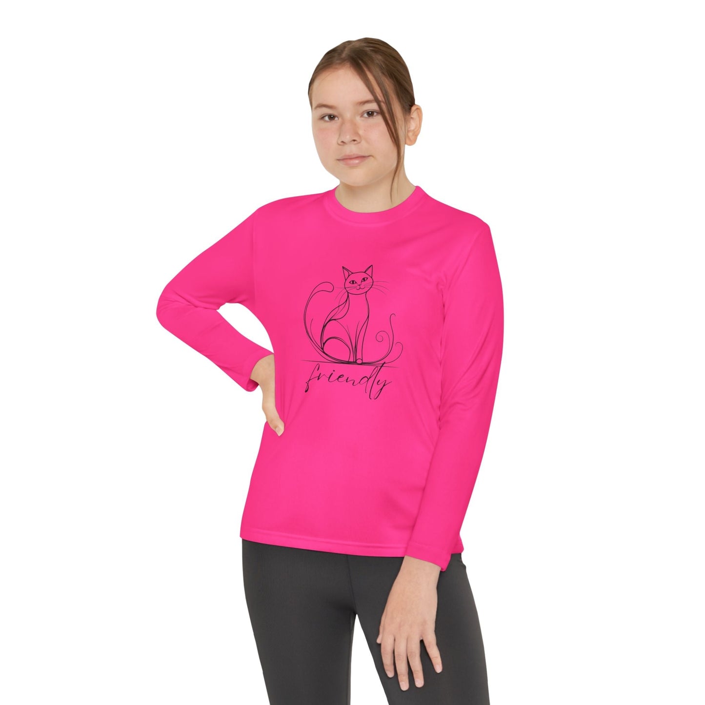 Camiseta de Manga Larga Juvenil Gato Amistoso
