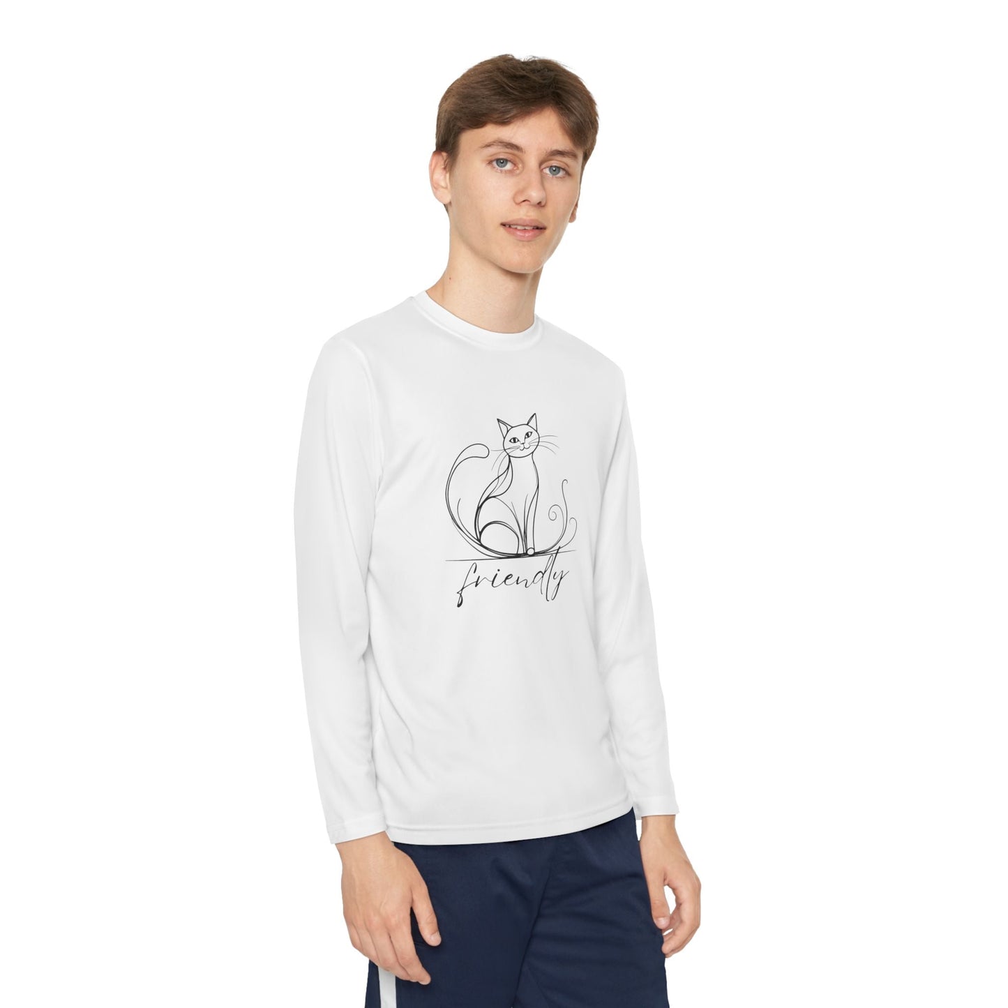 Camiseta de Manga Larga Juvenil Gato Amistoso