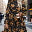 Frill Printed Long Sleeve Mini Dress - Korvel