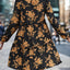 Frill Printed Long Sleeve Mini Dress - Korvel