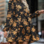 Frill Printed Long Sleeve Mini Dress - Korvel