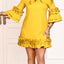 Frill Tie Neck Three-Quarter Sleeve Dress - Korvel