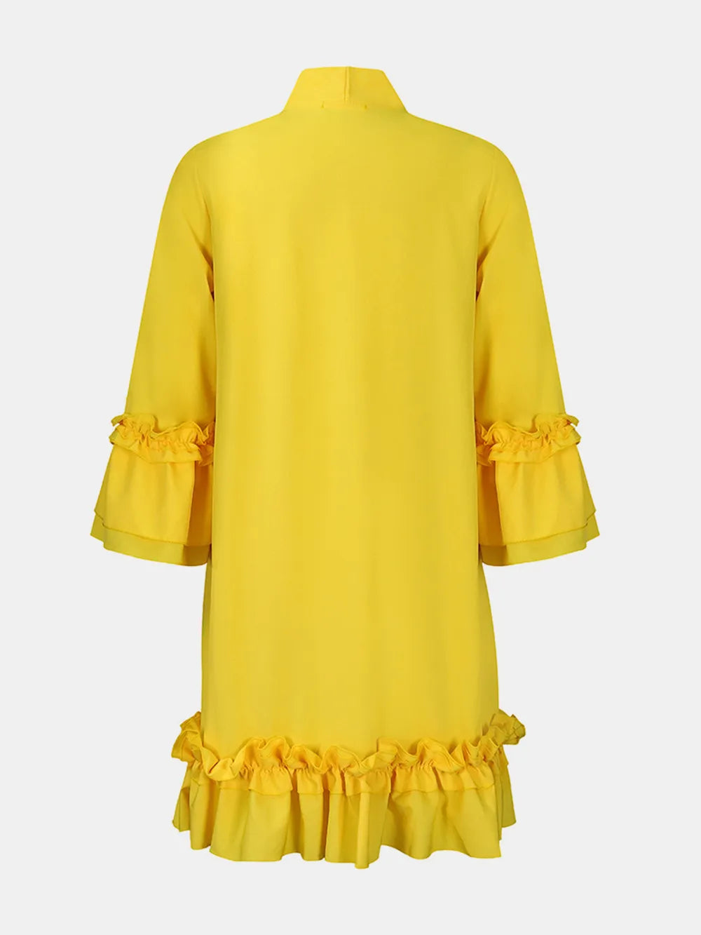 Frill Tie Neck Three-Quarter Sleeve Dress - Korvel