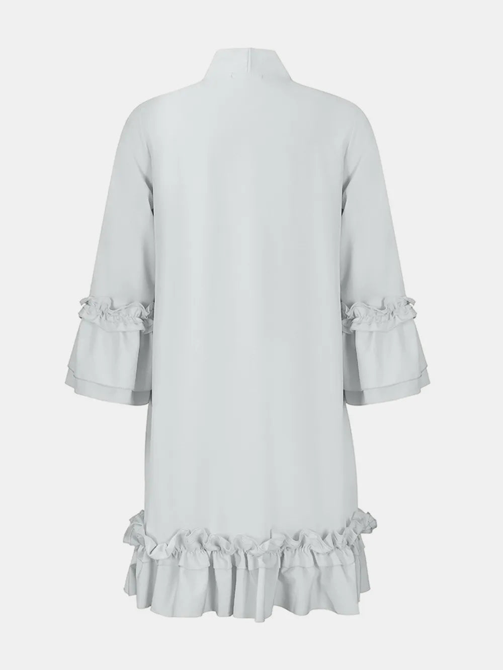 Frill Tie Neck Three-Quarter Sleeve Dress - Korvel