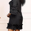 Frill Tie Neck Three-Quarter Sleeve Dress - Korvel