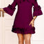 Frill Tie Neck Three-Quarter Sleeve Dress - Korvel