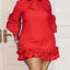 Frill Tie Neck Three-Quarter Sleeve Dress - Korvel