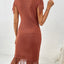 Fringe Openwork Boat Neck Knit Dress - Korvel
