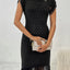 Fringe Openwork Boat Neck Knit Dress - Korvel
