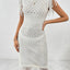 Fringe Openwork Boat Neck Knit Dress - Korvel