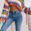 Fringe Striped Round Neck Knit Top - Korvel