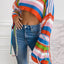 Fringe Striped Round Neck Knit Top - Korvel
