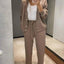 Ensemble haut à manches longues boutonné et pantalon grande taille