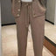 Ensemble haut à manches longues boutonné et pantalon grande taille