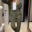 Ensemble haut à manches longues boutonné et pantalon grande taille