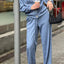 Ensemble haut à manches longues boutonné et pantalon grande taille