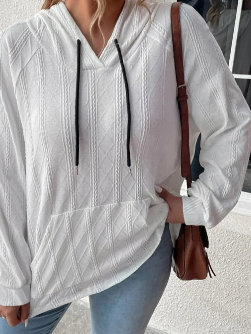 Full Size Drawstring Long Sleeve Hoodie - Korvel