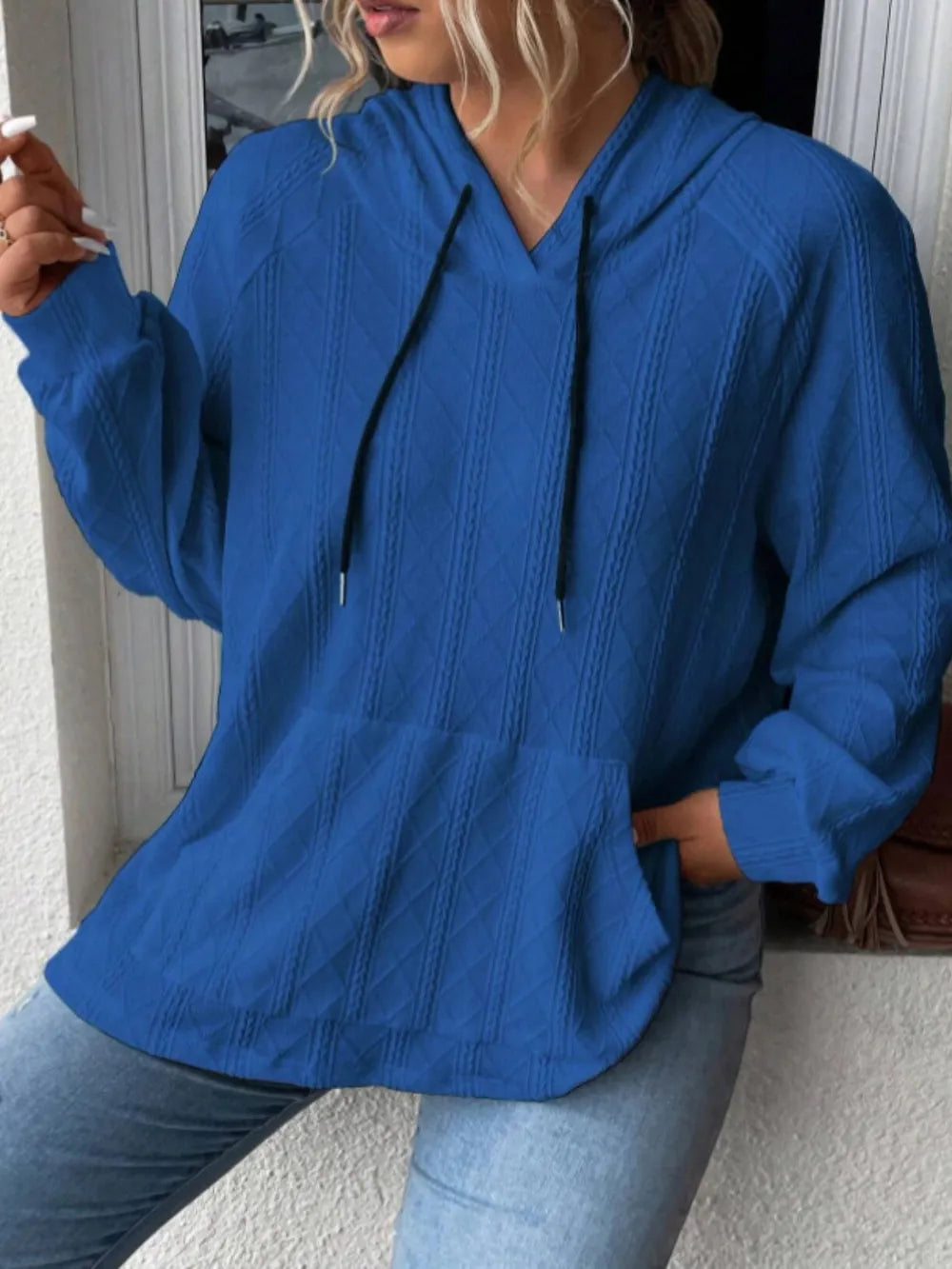 Full Size Drawstring Long Sleeve Hoodie - Korvel