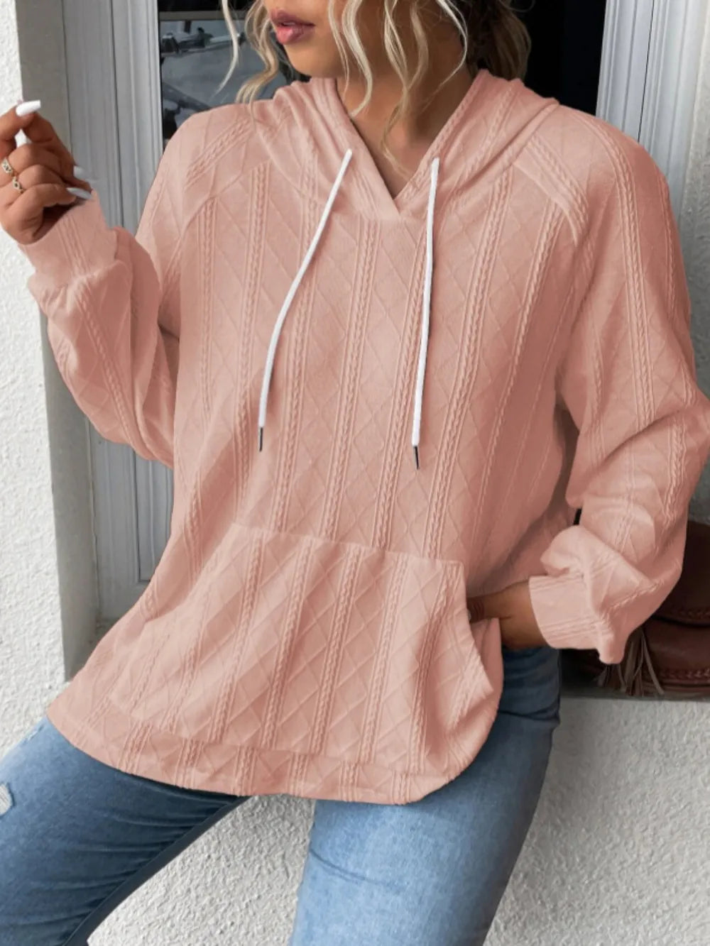 Full Size Drawstring Long Sleeve Hoodie - Korvel