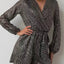Full Size Sequin Surplice Tie Waist Long Sleeve Romper