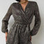 Full Size Sequin Surplice Tie Waist Long Sleeve Romper