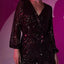 Full Size Sequin Surplice Tie Waist Long Sleeve Romper