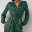 Full Size Sequin Surplice Tie Waist Long Sleeve Romper