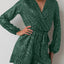 Full Size Sequin Surplice Tie Waist Long Sleeve Romper