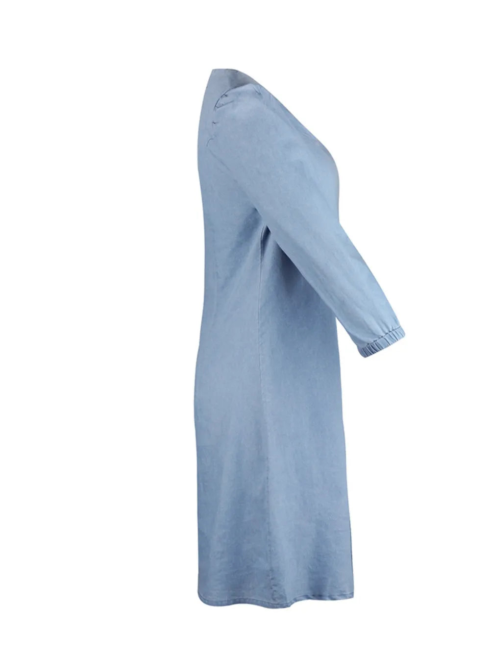 Robe midi élégante à col en V et manches mi-longues
