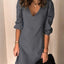 Robe midi élégante à col en V et manches mi-longues