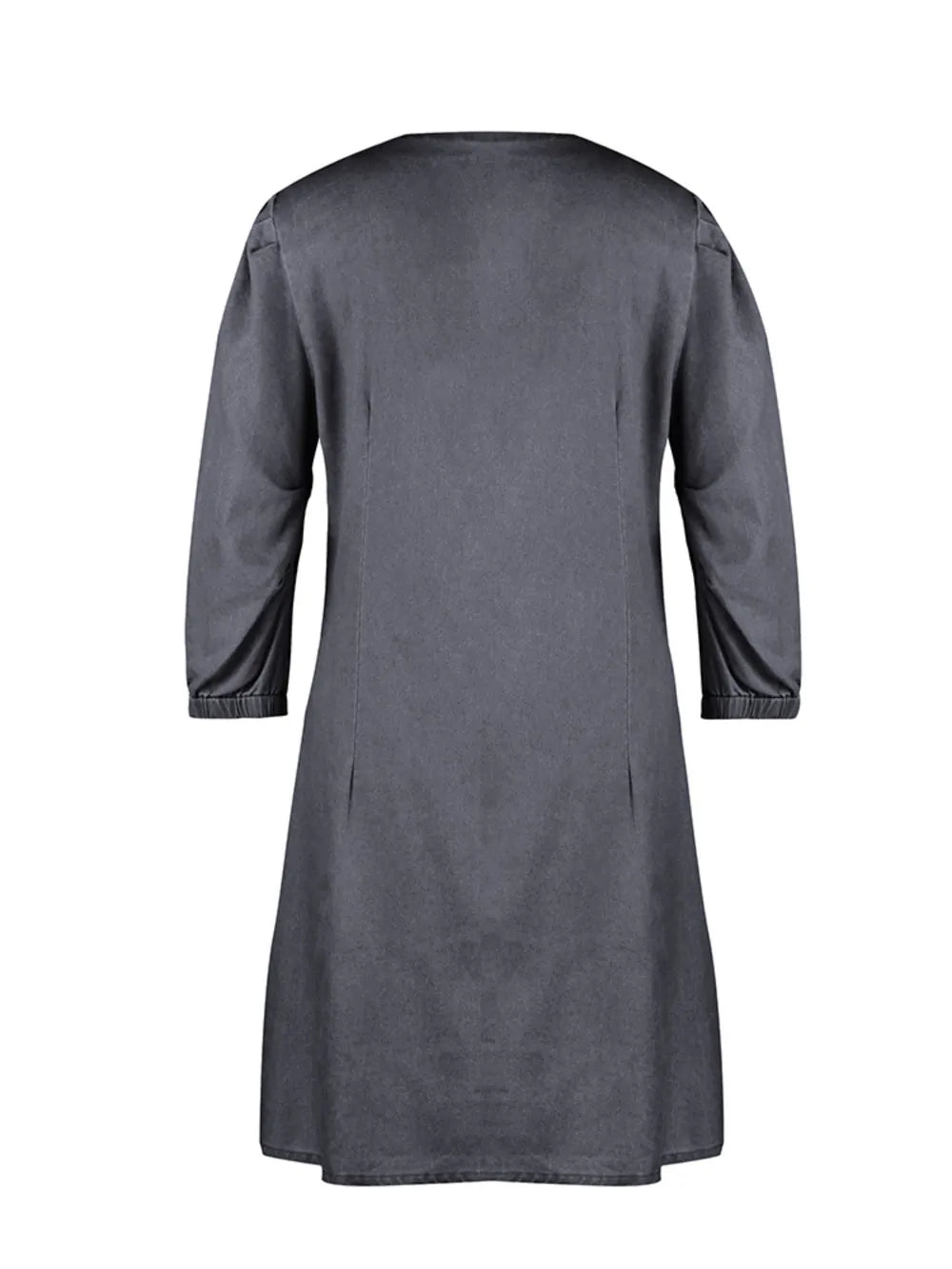 Robe midi élégante à col en V et manches mi-longues