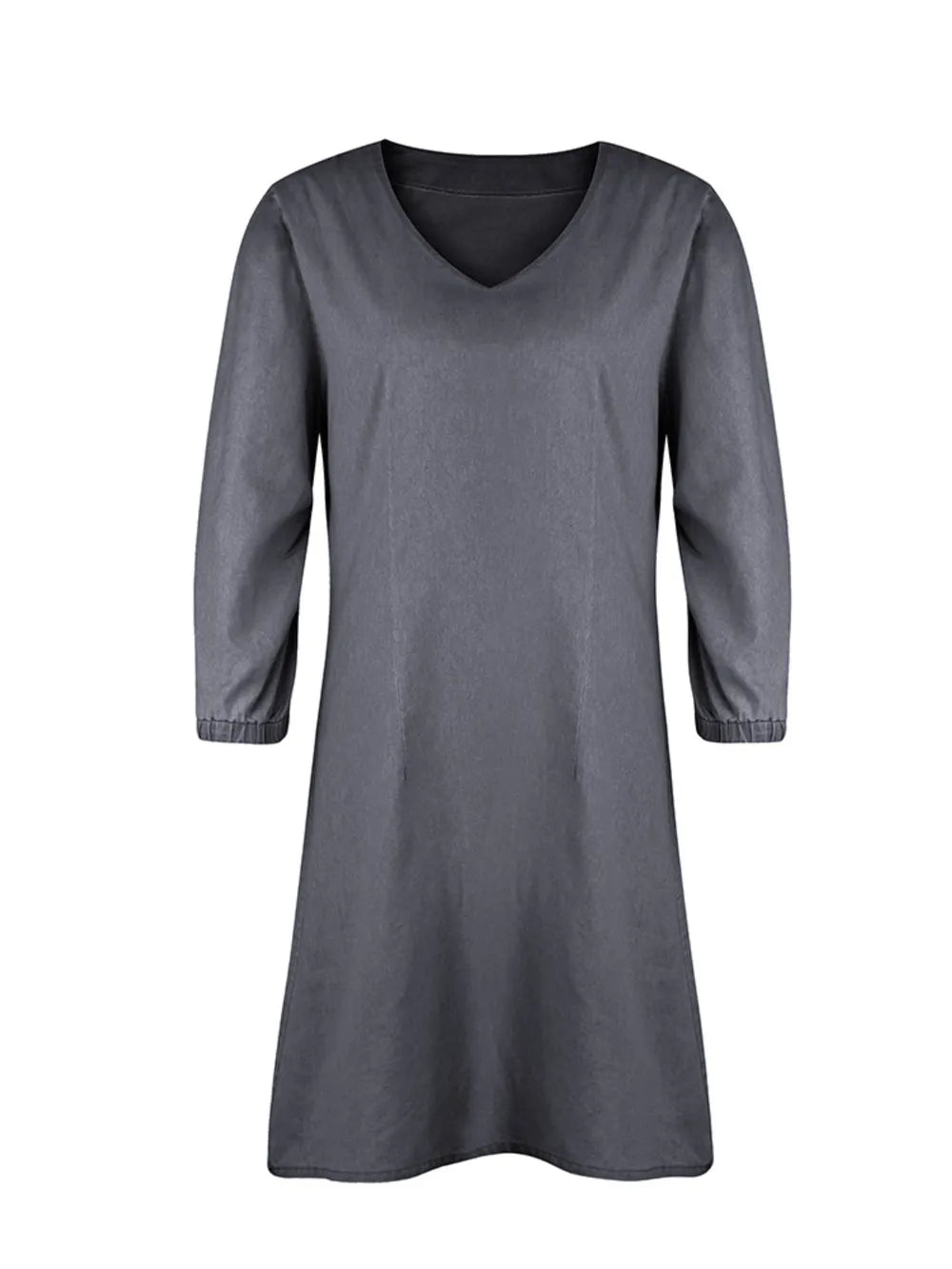 Robe midi élégante à col en V et manches mi-longues