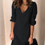 Robe midi élégante à col en V et manches mi-longues