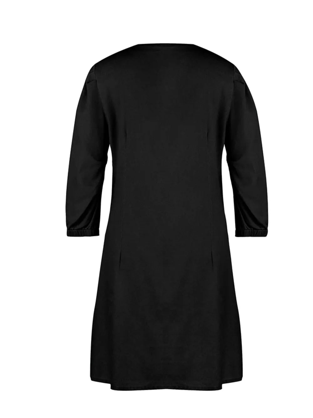 Robe midi élégante à col en V et manches mi-longues