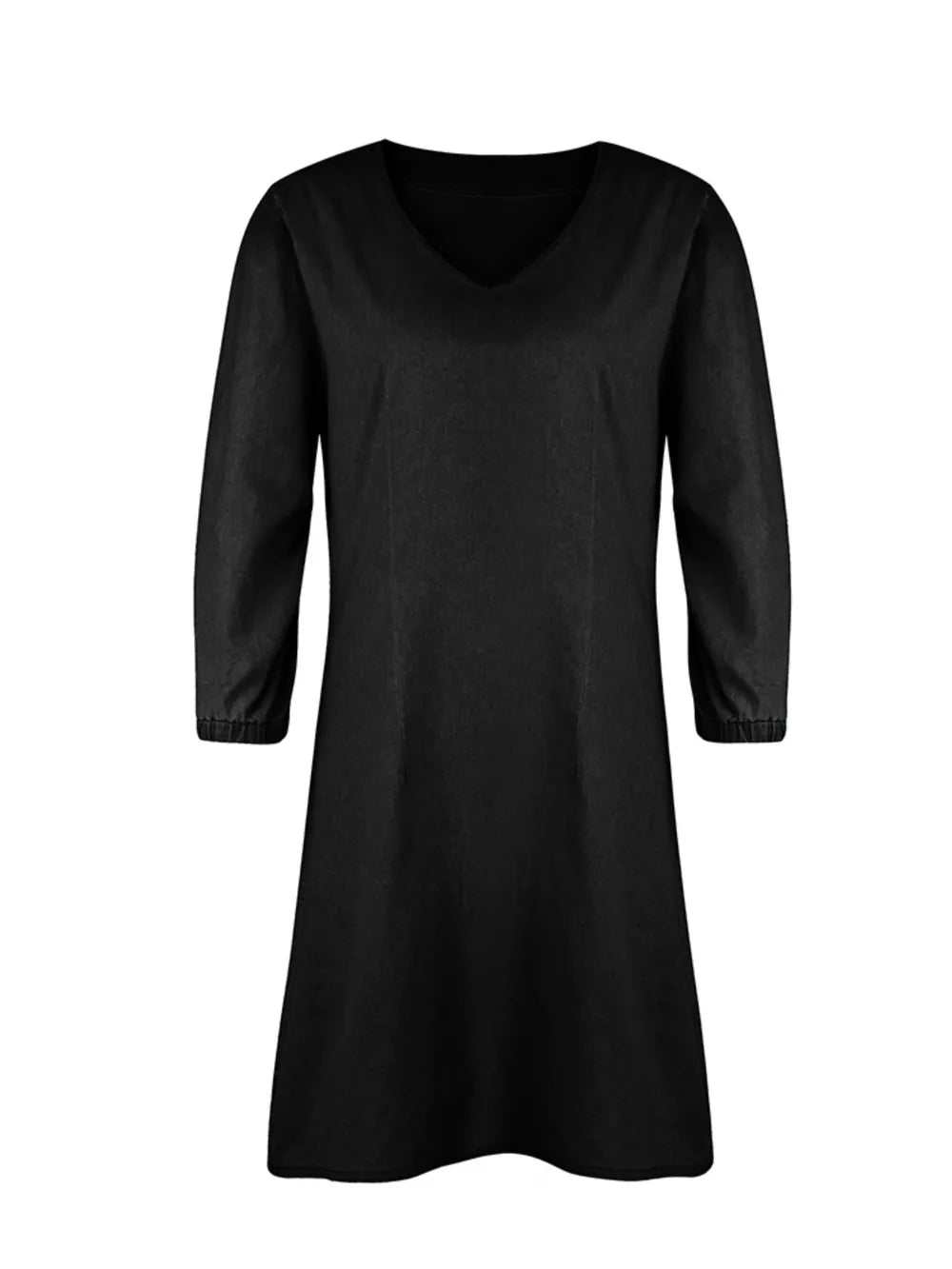 Robe midi élégante à col en V et manches mi-longues