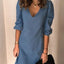 Robe midi élégante à col en V et manches mi-longues