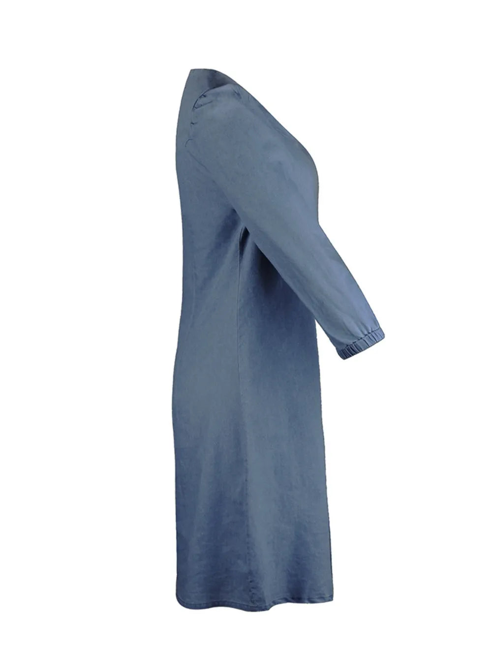 Robe midi élégante à col en V et manches mi-longues