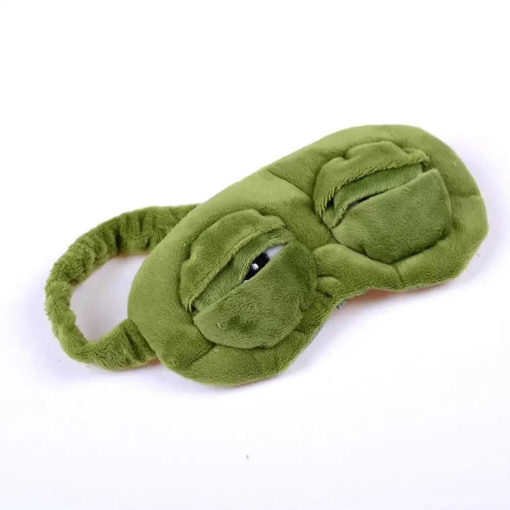 Masque de sommeil 3D en forme de grenouille cartoon amusante - Couverture oculaire verte confortable