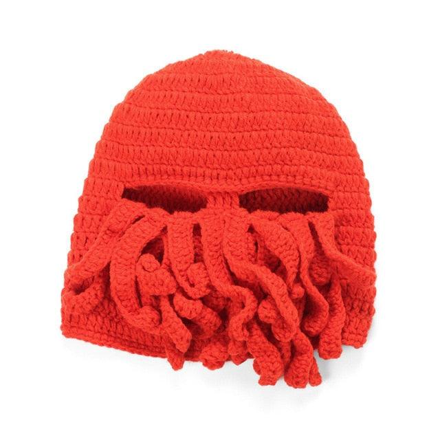 Funny Octopus Beard Hat - Unisex Knit Mask for Parties