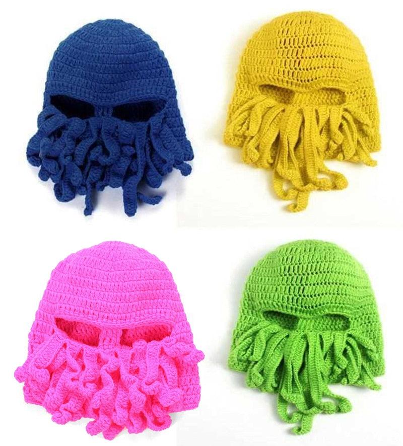 Funny Octopus Beard Hat - Unisex Knit Mask for Parties