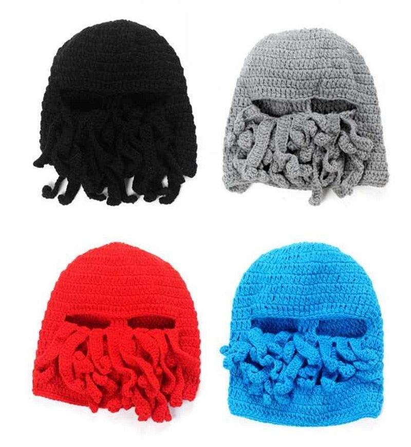 Funny Octopus Beard Hat - Unisex Knit Mask for Parties