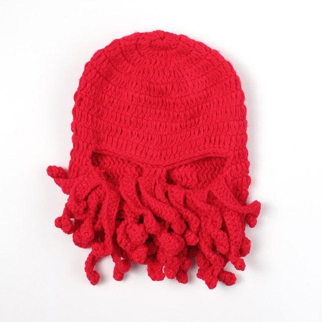 Funny Octopus Beard Hat - Unisex Knit Mask for Parties