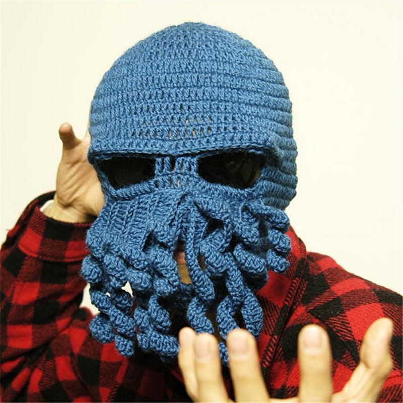 Funny Octopus Beard Hat - Unisex Knit Mask for Parties