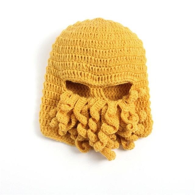 Funny Octopus Beard Hat - Unisex Knit Mask for Parties